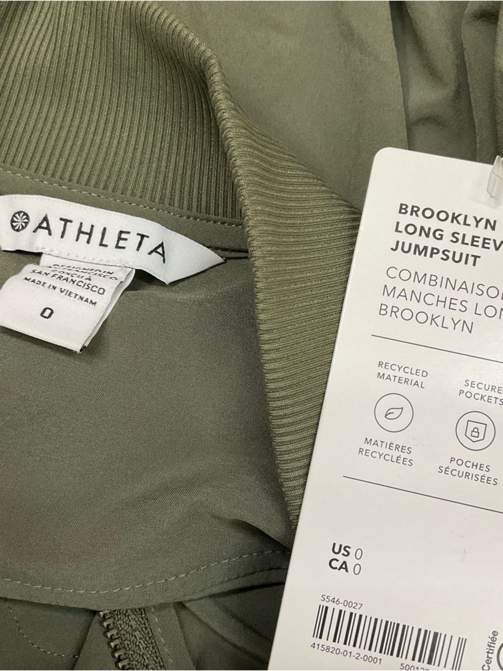 Athleta Brooklyn Long Sleeve Jumpsuit In Green Size 0 - Picture 5 of 7